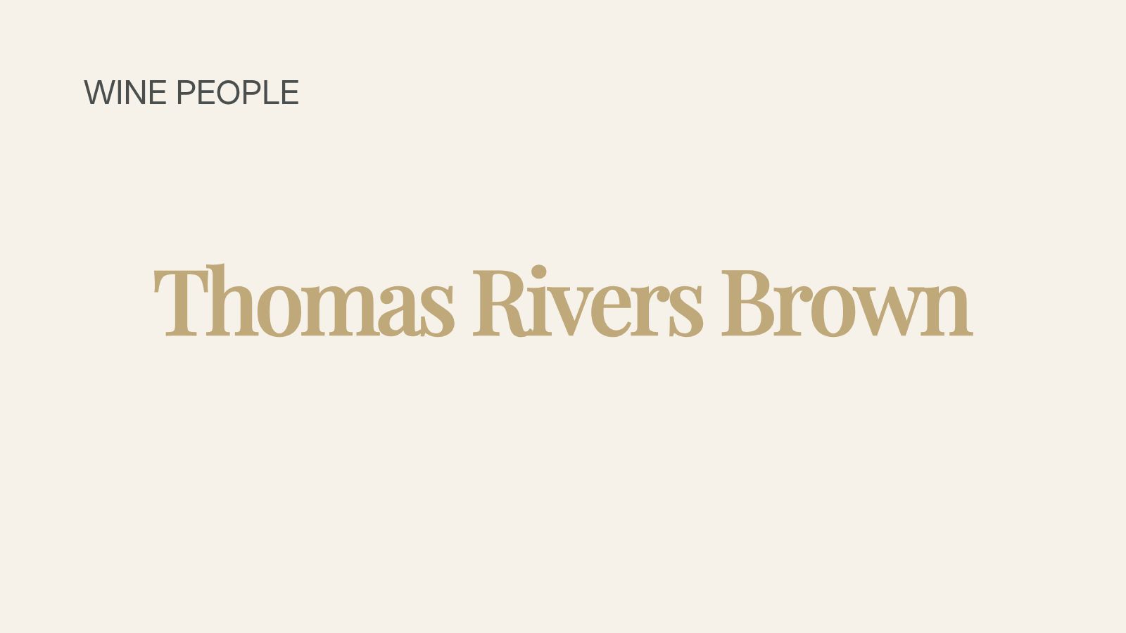 Wine People — Thomas Rivers Brown, Napa Valley winemaker (hero graphic with vineyard and tasting icons)