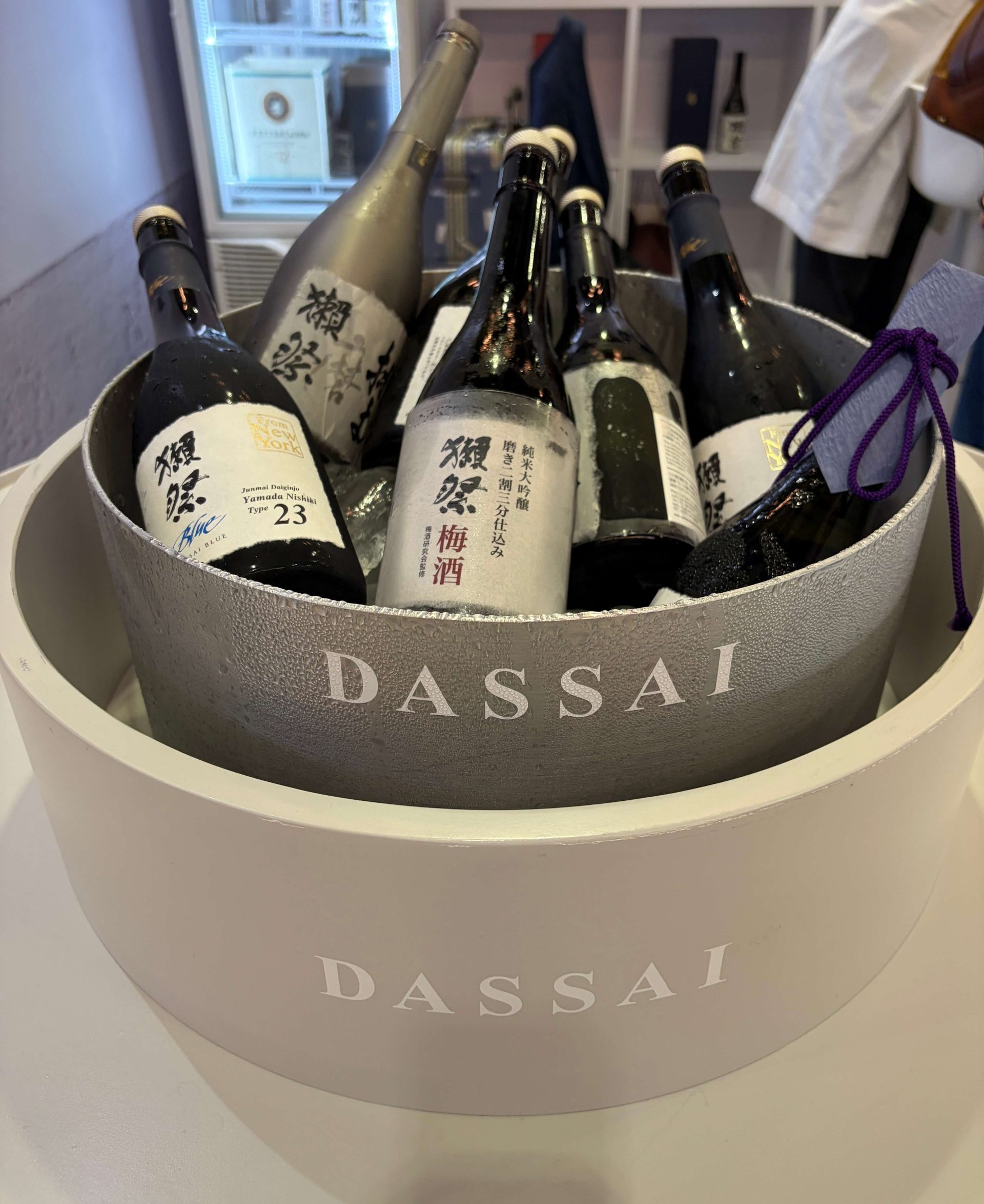 Dassai sake bottles chilling before tasting